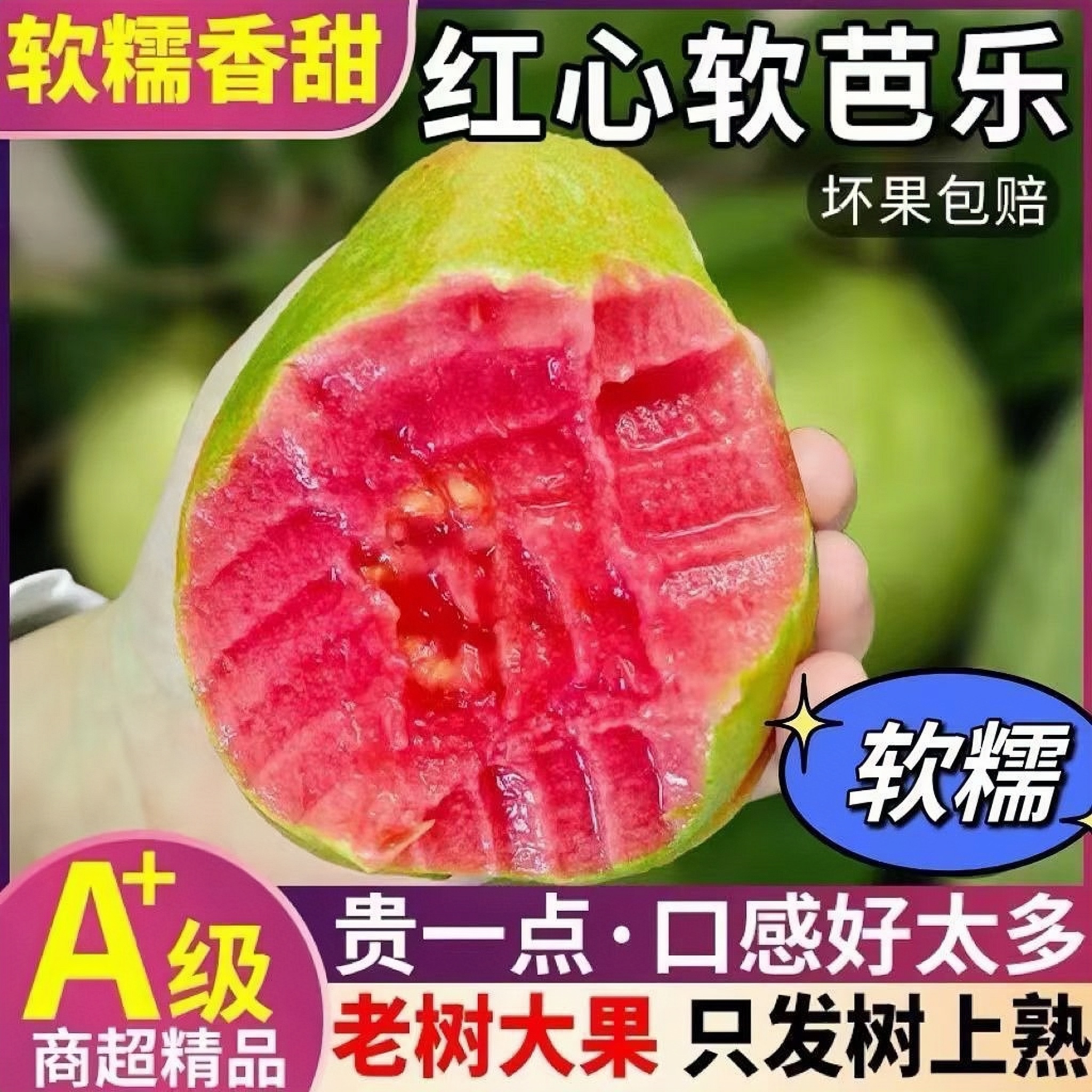 精选！广西红心芭乐新鲜软糯脆甜番石榴胭脂红5斤低糖当季现摘