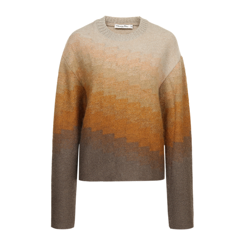 正品Dior/迪奥毛衣PARIS系列女士新款渐变色羊毛混纺休闲女装GK