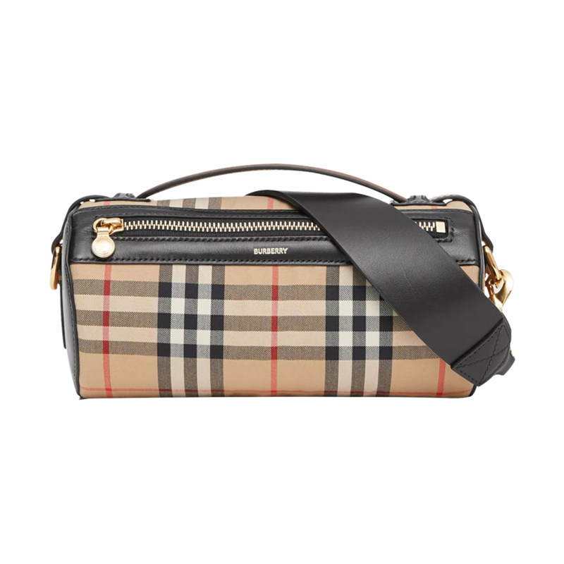 正品BURBERRY/巴宝莉Vintage女士经典格纹圆筒手提包休闲女包GK
