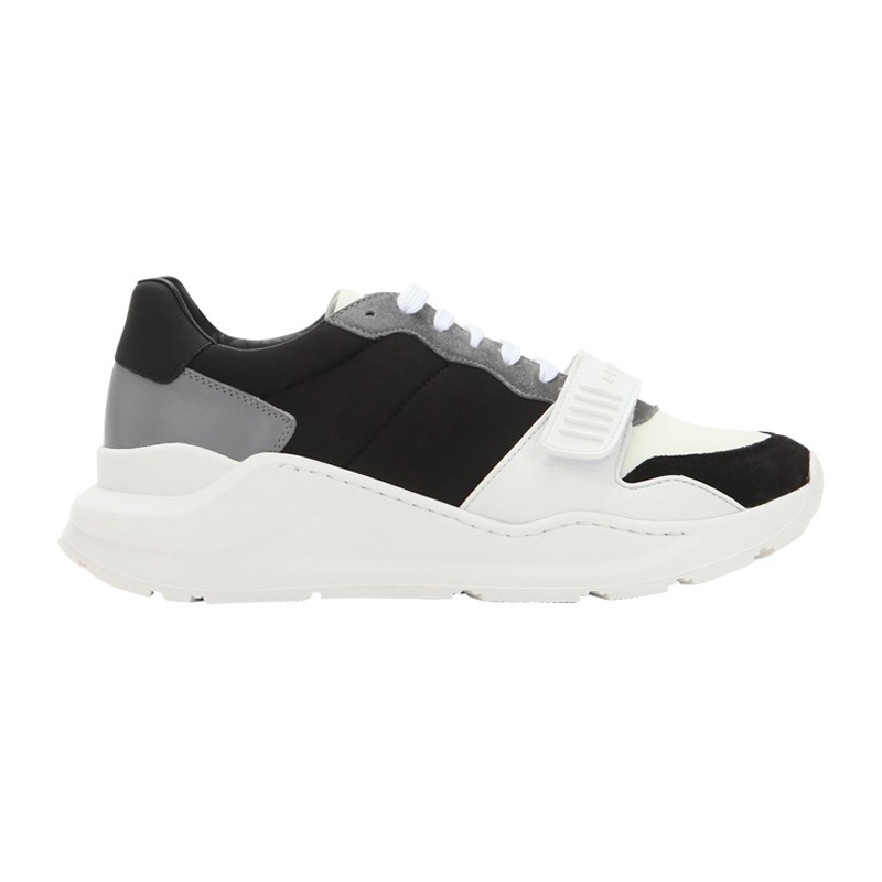 正品BURBERRY/巴宝莉男鞋男士拼皮休闲鞋新款魔术贴低帮运动鞋