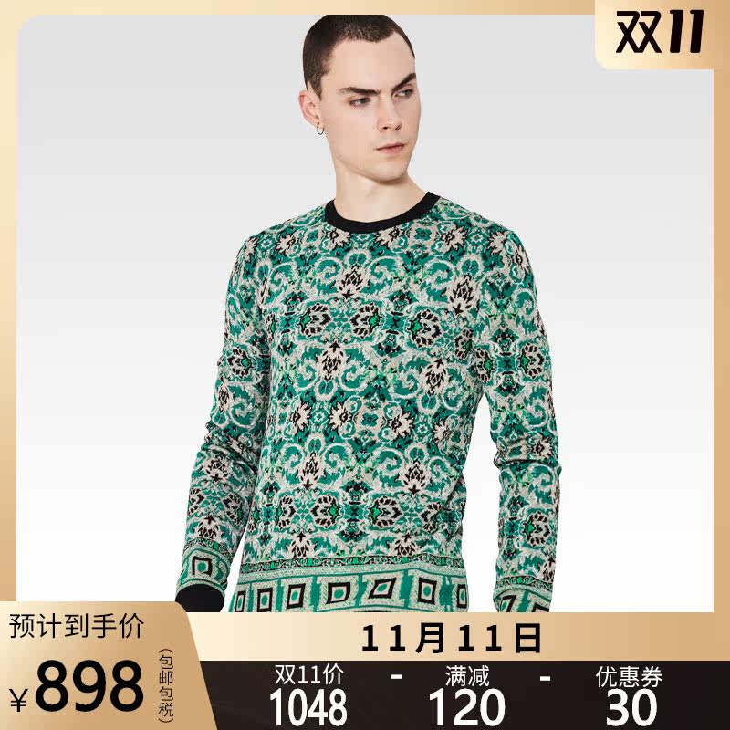 正品Versace collection/范思哲男装布洛克风绣花毛衣男士针织衫