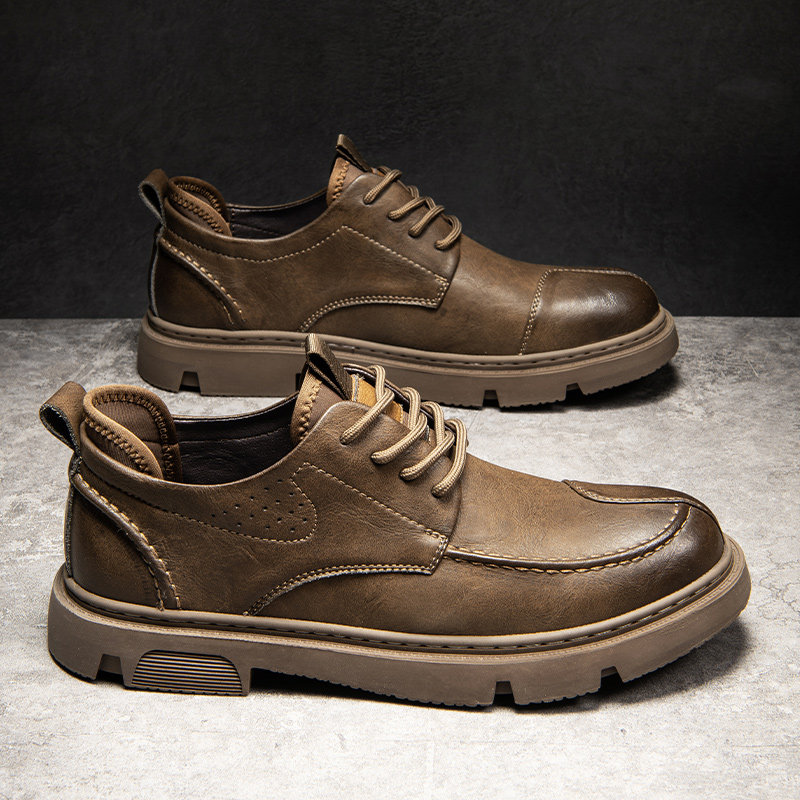 LEATHER SHOES MENS WINTER 2024 NEW VERSATILE MENS BRITISH STYLE BUSINESS FORMAL CASUAL BLACK LOW-TOP MARTIN BOOTS
