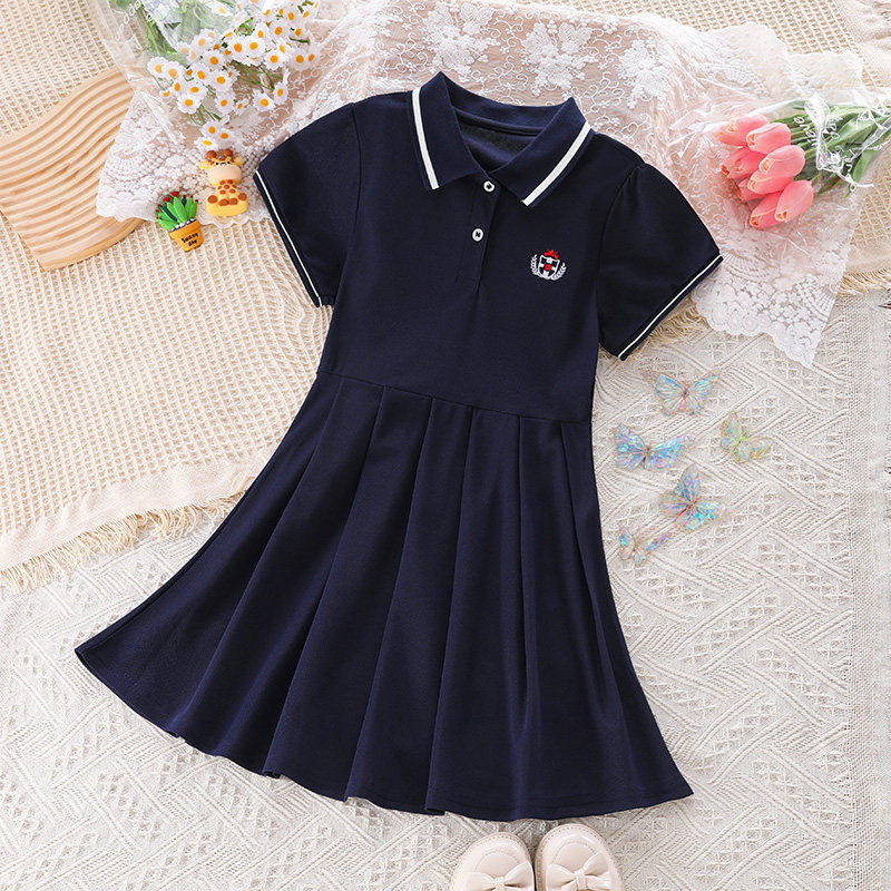 女童夏季POLO领学院风连衣裙