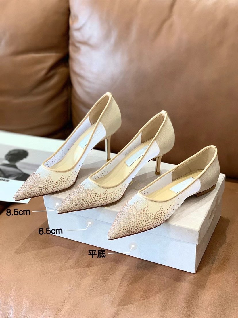 jc高跟鞋 2023春夏新款水钻尖头细跟气质单鞋 jimmy宴会新娘婚鞋