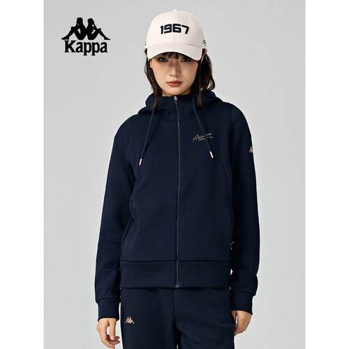 Kappa卡帕背靠背连帽开衫卫衣女新款秋宽松