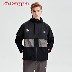 Kappa卡帕下野联名串标防风衣男叠穿假两件连帽外套K0B12FJ71X