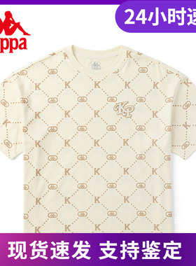 Kappa卡帕短袖新款女纯棉运动T恤休闲满印半袖夏K0C62TD71M