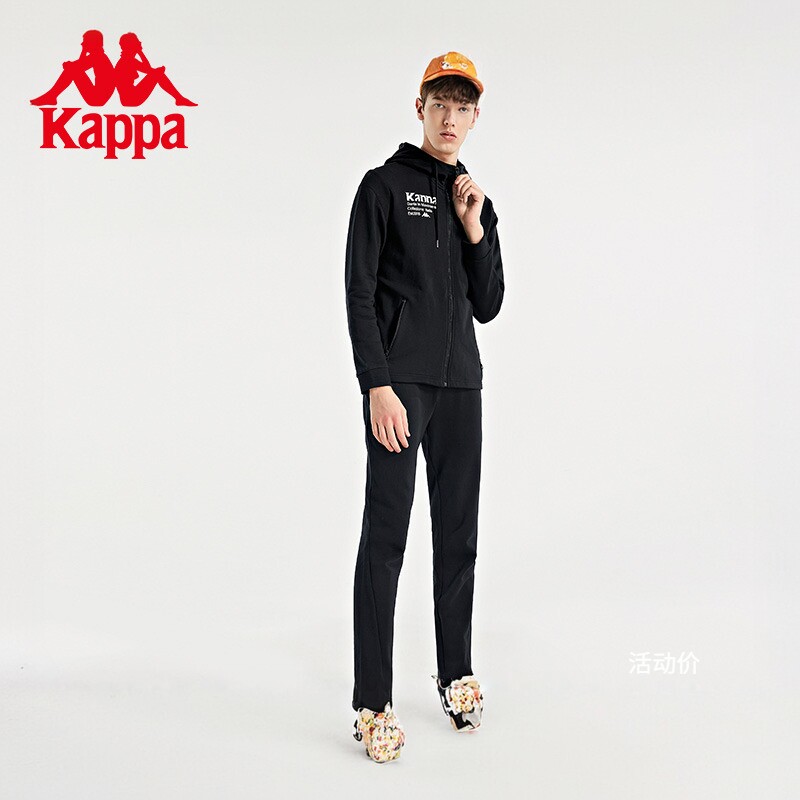 Kappa卡帕运动套装男印花连帽开衫卫衣外套小脚针织裤K0C12XL03D