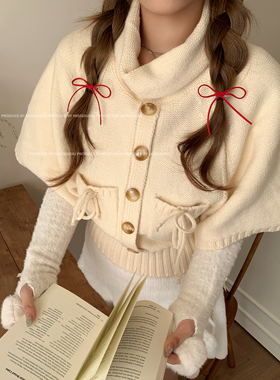 自制！圣诞日记/美式可爱红色皮绒蝴蝶结顶夹发夹百搭氛围感发饰