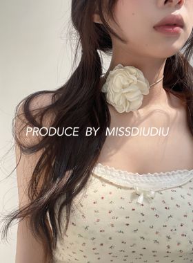 山茶花项圈小众高级感手工花颈带