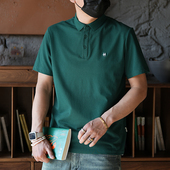 轻商务半袖 韩版 潮流基础款 男夏季 上衣 简约精致字母刺绣翻领polo衫