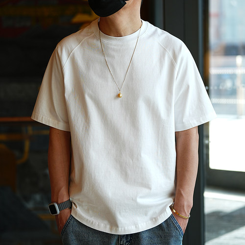 潮牌简约纯色棉休闲复古短袖T恤