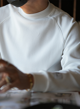 美式复古斜纹德绒半高领长袖T恤男秋冬潮流新款加厚双面绒打底衫