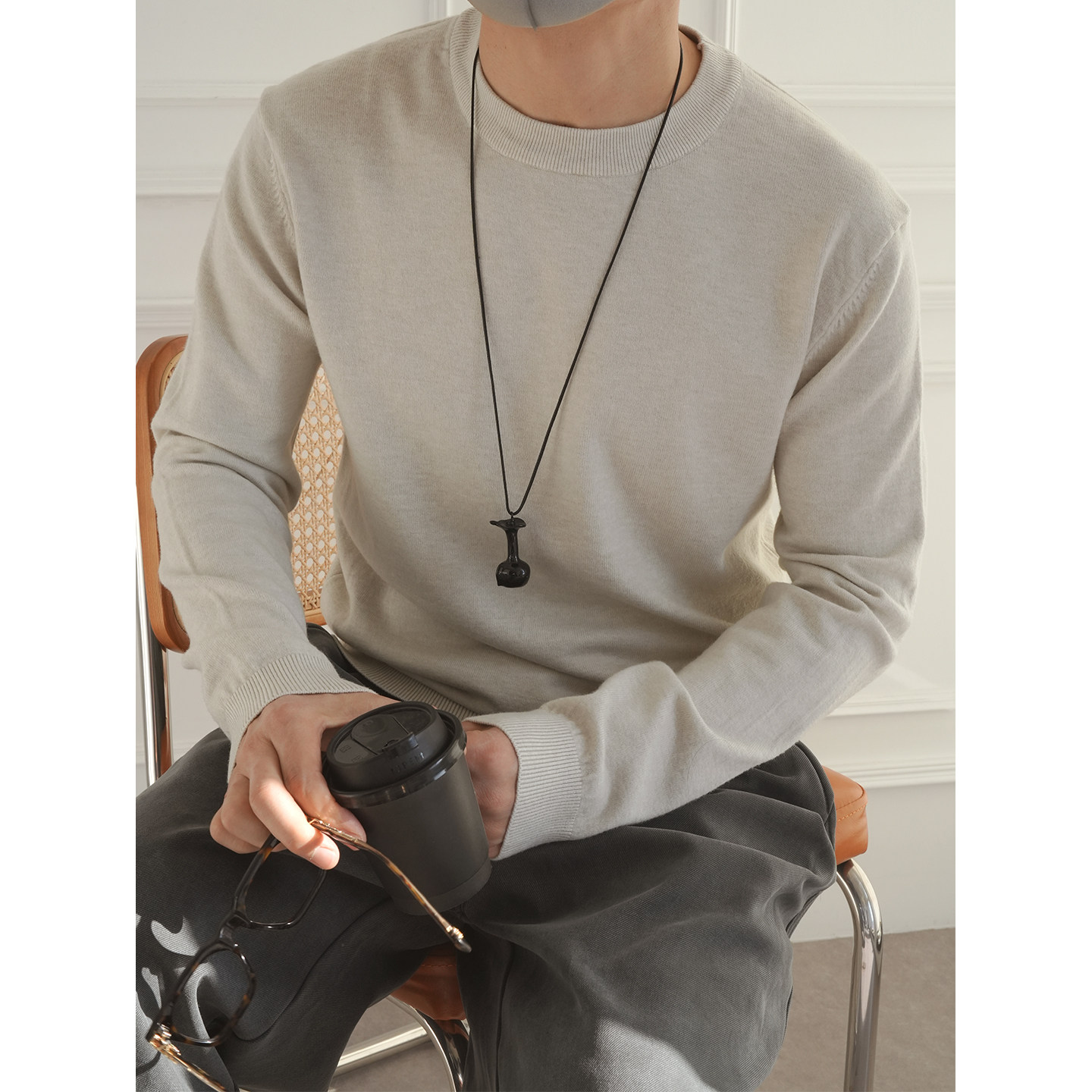 港风简约高品质圆领长袖修身毛衣男秋冬潮流情侣款百搭套头针织衫,男装,针织衫/毛衣,淘宝优惠券,粉丝福利购,淘宝优惠卷