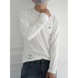 港风经典款字母绣标针织长袖T恤男秋季潮流新款简约百搭圆领上衣