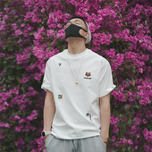 T恤男港风潮牌流行纯棉体恤小众设计打底衫 时尚 重工刺绣圆领半袖