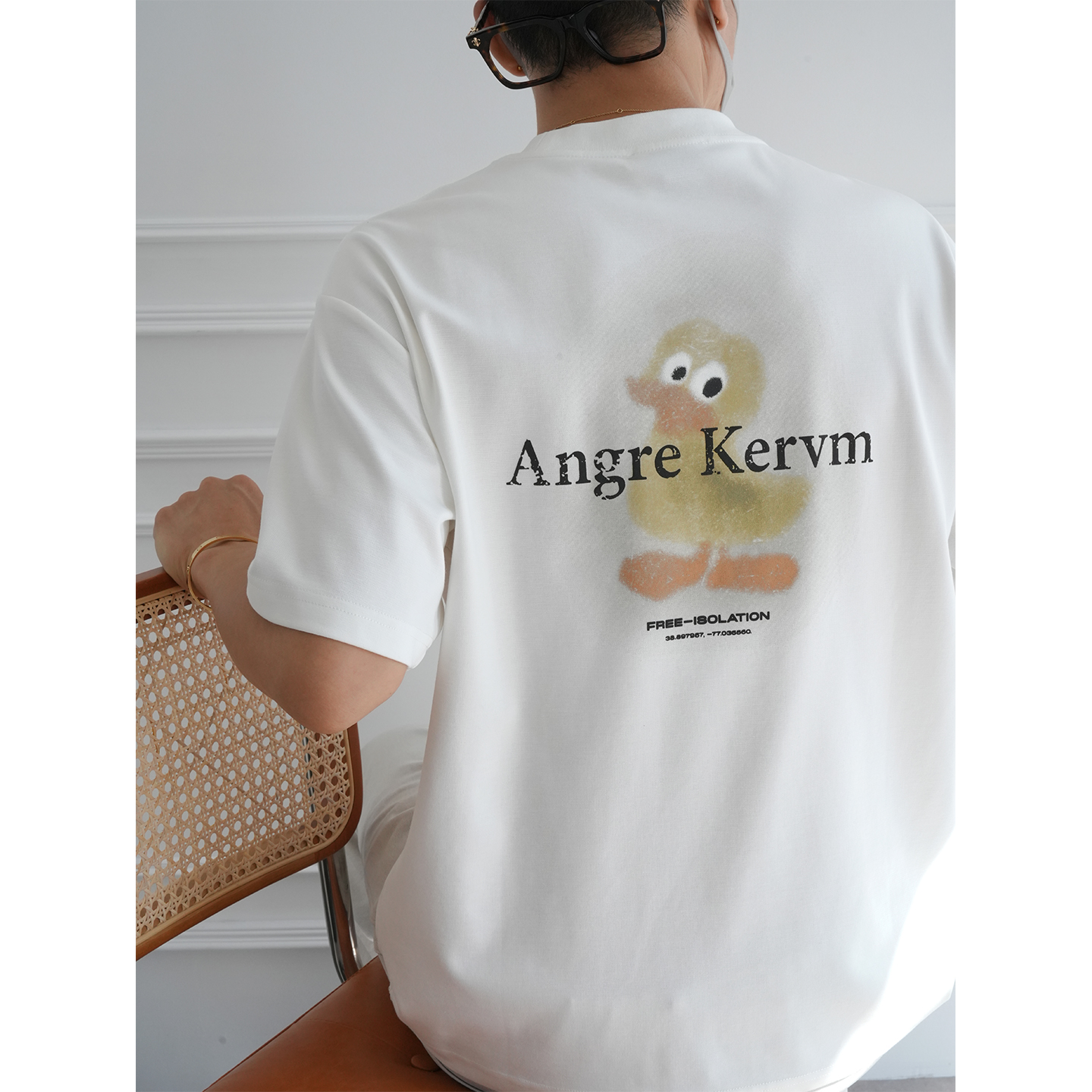 港风潮牌卡通晕染字母印花半袖衫