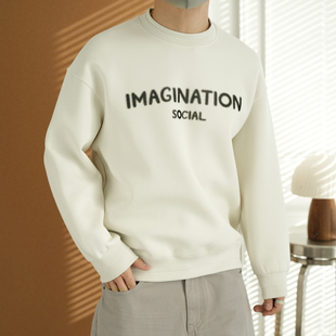 简约百搭打底衫 美式 秋冬潮流情侣款 字母印花圆领卫衣男士 高街个性