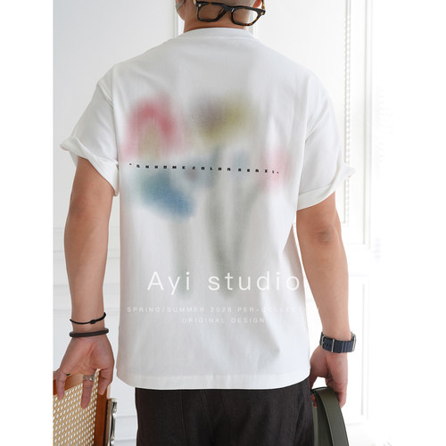 美式潮牌幻化花卉字母印花半袖衫