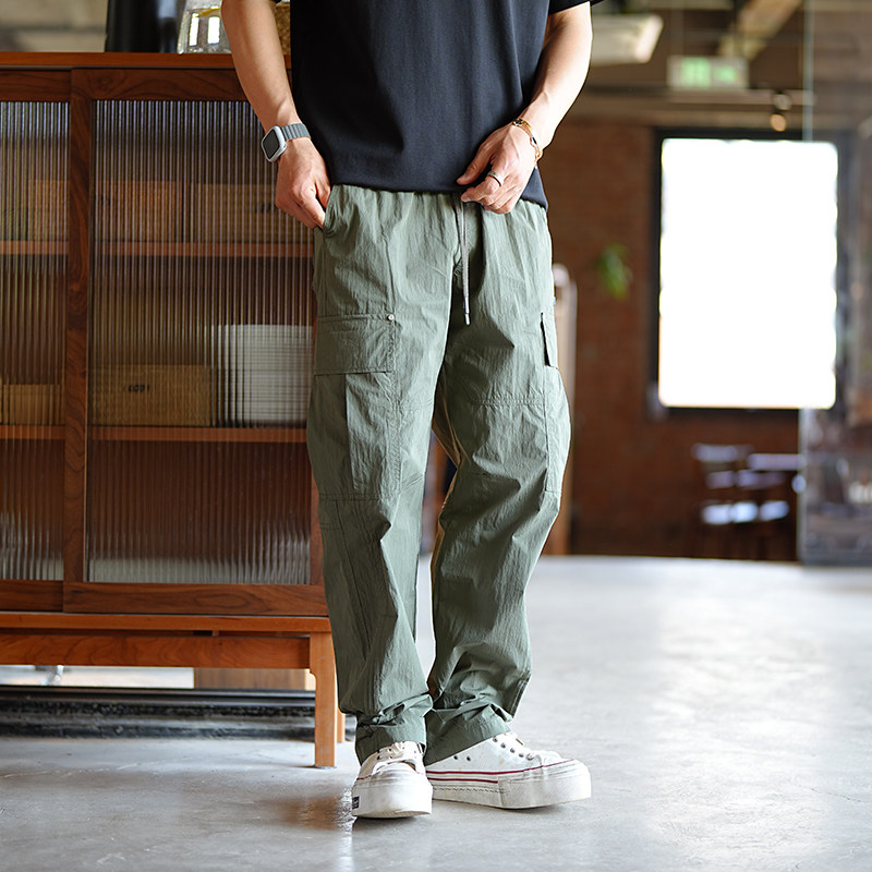 美式复古山系多口袋宽松休闲裤男装夏季潮流户外松紧腰抽绳工装裤,男装,休闲裤,淘宝优惠券,粉丝福利购,淘宝优惠卷