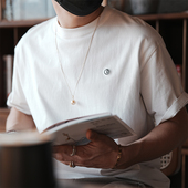 T恤宽松情侣上衣 男春夏重磅纯棉休闲短袖 美式 简约刺绣圆领打底衫