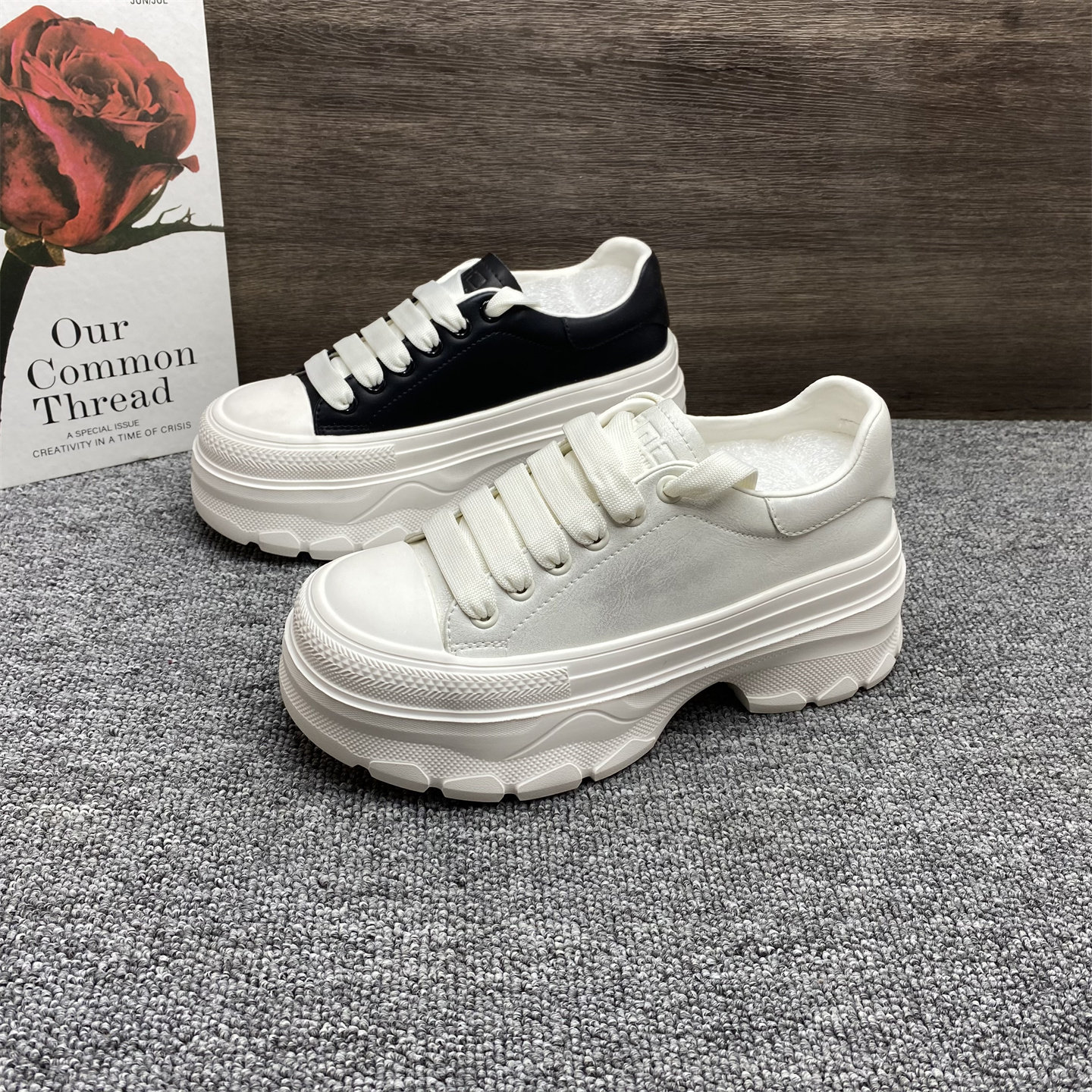 厚底小白鞋女真皮小个子松糕鞋