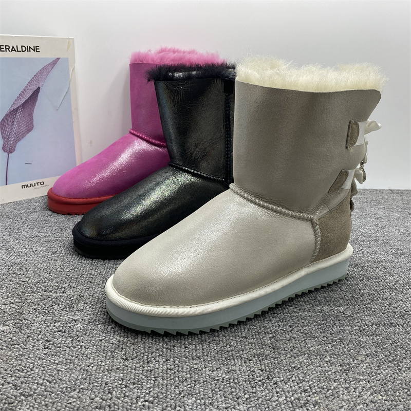冬季加厚纯羊皮毛一体雪地靴女断码处理防滑真皮加厚保暖短筒棉靴