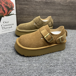 品牌撤柜处理真皮厚底勃肯鞋女新款时尚百搭增高轻便磨砂牛皮女鞋