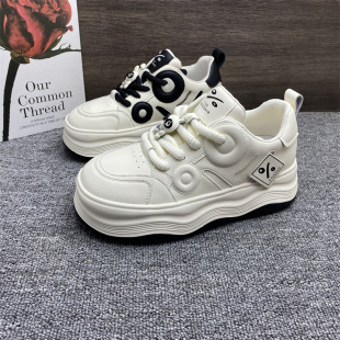 百搭显脚小厚底女板鞋 品牌撤柜处理真皮小白鞋 韩版 新款 女2025春季