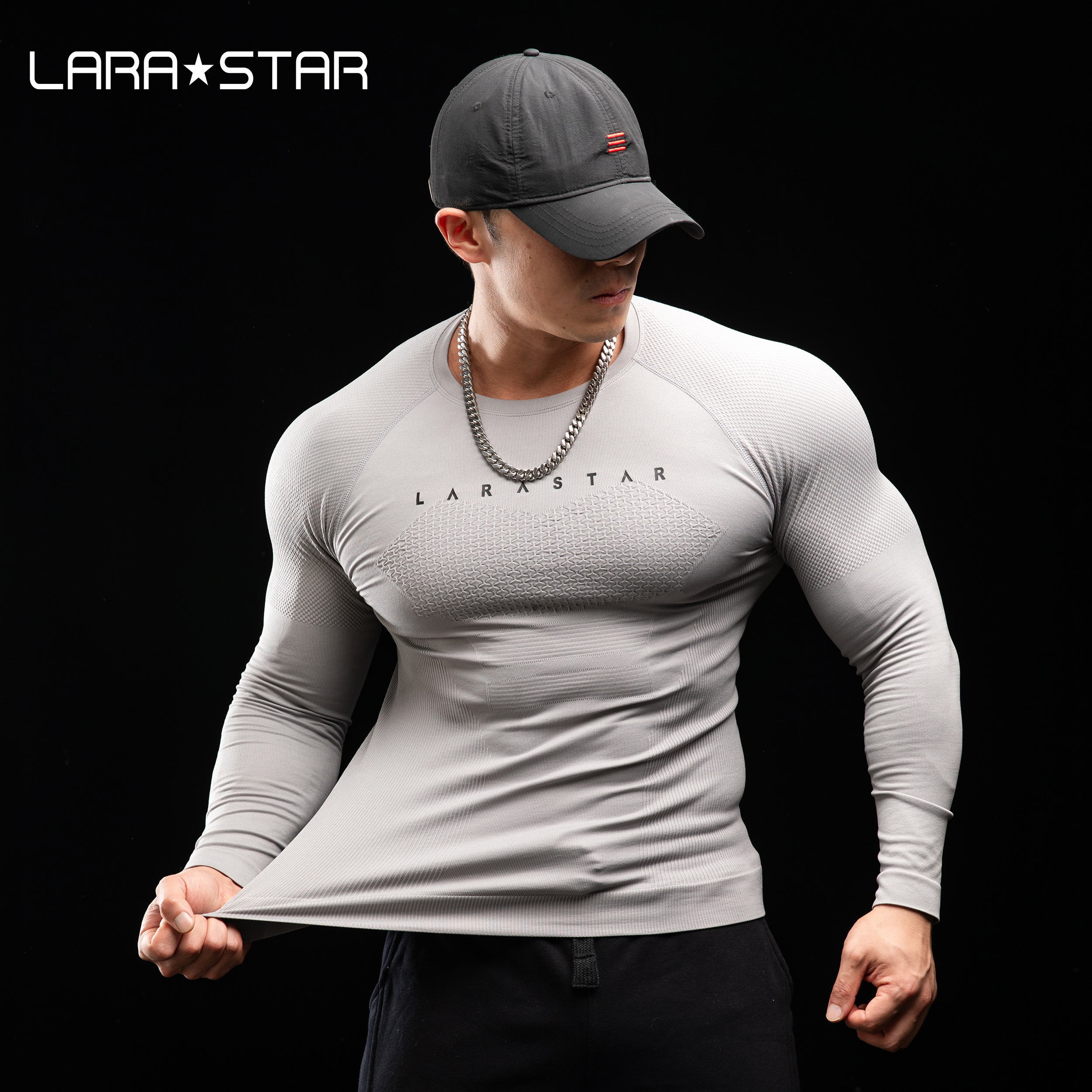 劳拉之星1568健身衣男速干长袖跑步运动训练导汗服紧身上衣显肌肉