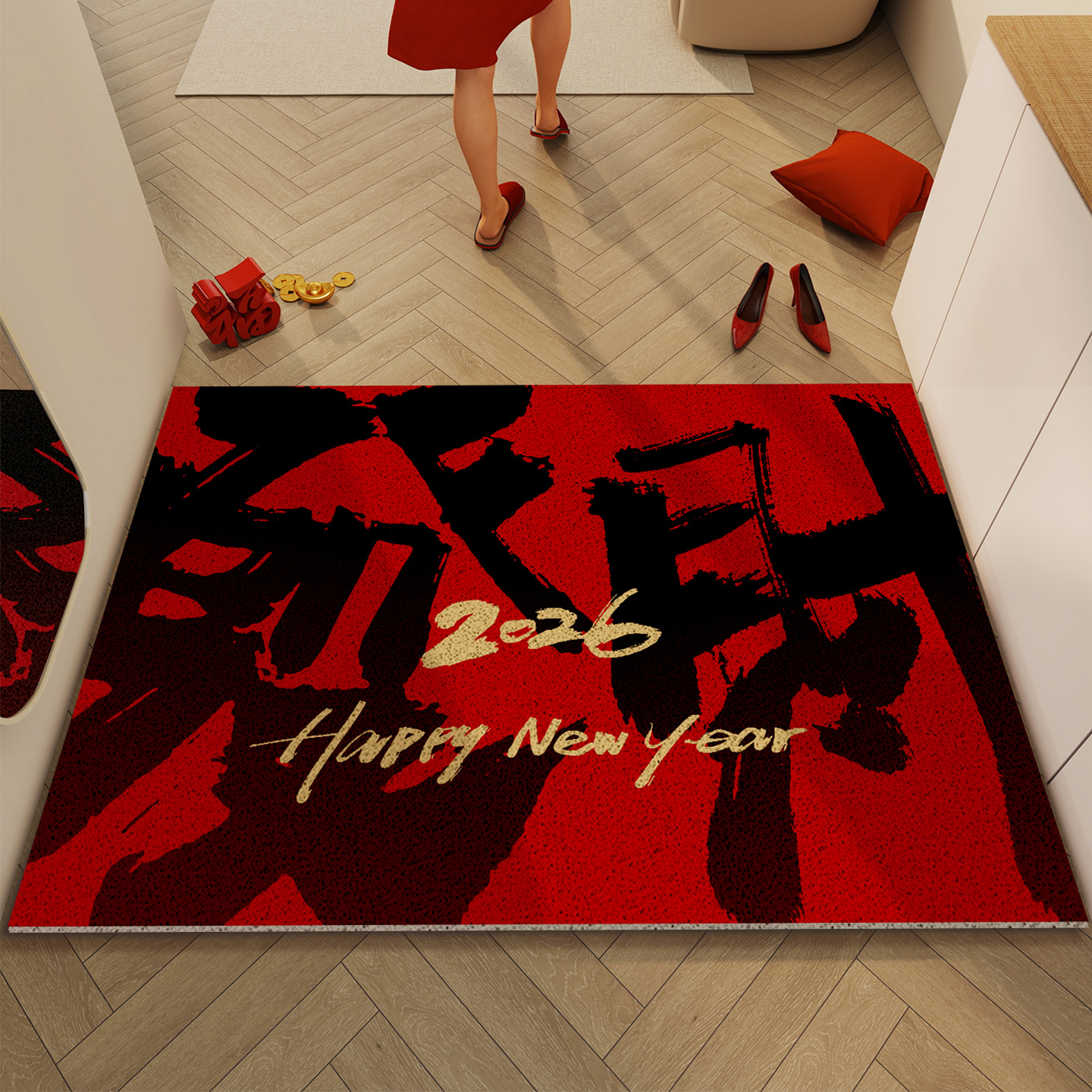 2026新年红色入户地垫