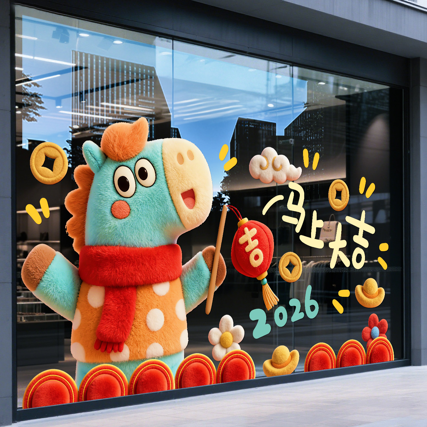 新年装饰贴纸玻璃门贴2026饭店过年氛围布置马年大吉窗花春节静电,家居饰品,软装墙贴,淘宝优惠券,粉丝福利购,淘宝优惠卷