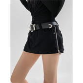 ZRSHOP欧美风纯欲风辣妹性感中腰侧拉链设计半身裙女包臀牛仔短裙