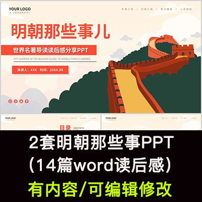 读书分享会 明朝那些事 名著导读后感阅读分享ppt模板课件