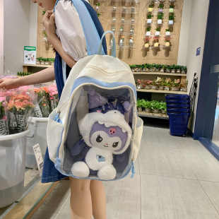 PVC透明娃包20cm遛娃痛包40cm双肩包女吧唧徽章二次元收纳背包