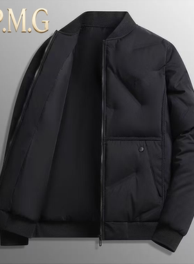 JPMG冬季加厚保暖男士棒球领开衫上衣鸭绒羽绒服商务休闲外套男