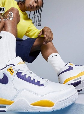 NIKE耐克Flight Legacy男子AJ4兄弟湖人气垫休闲篮球鞋BQ4212-102