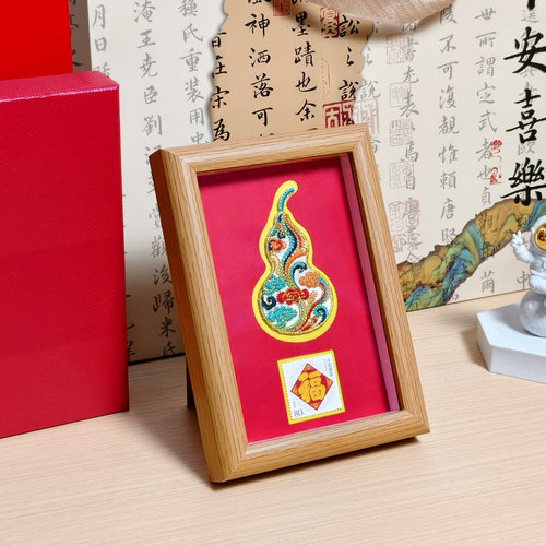 福禄到家中式邮票相框摆件