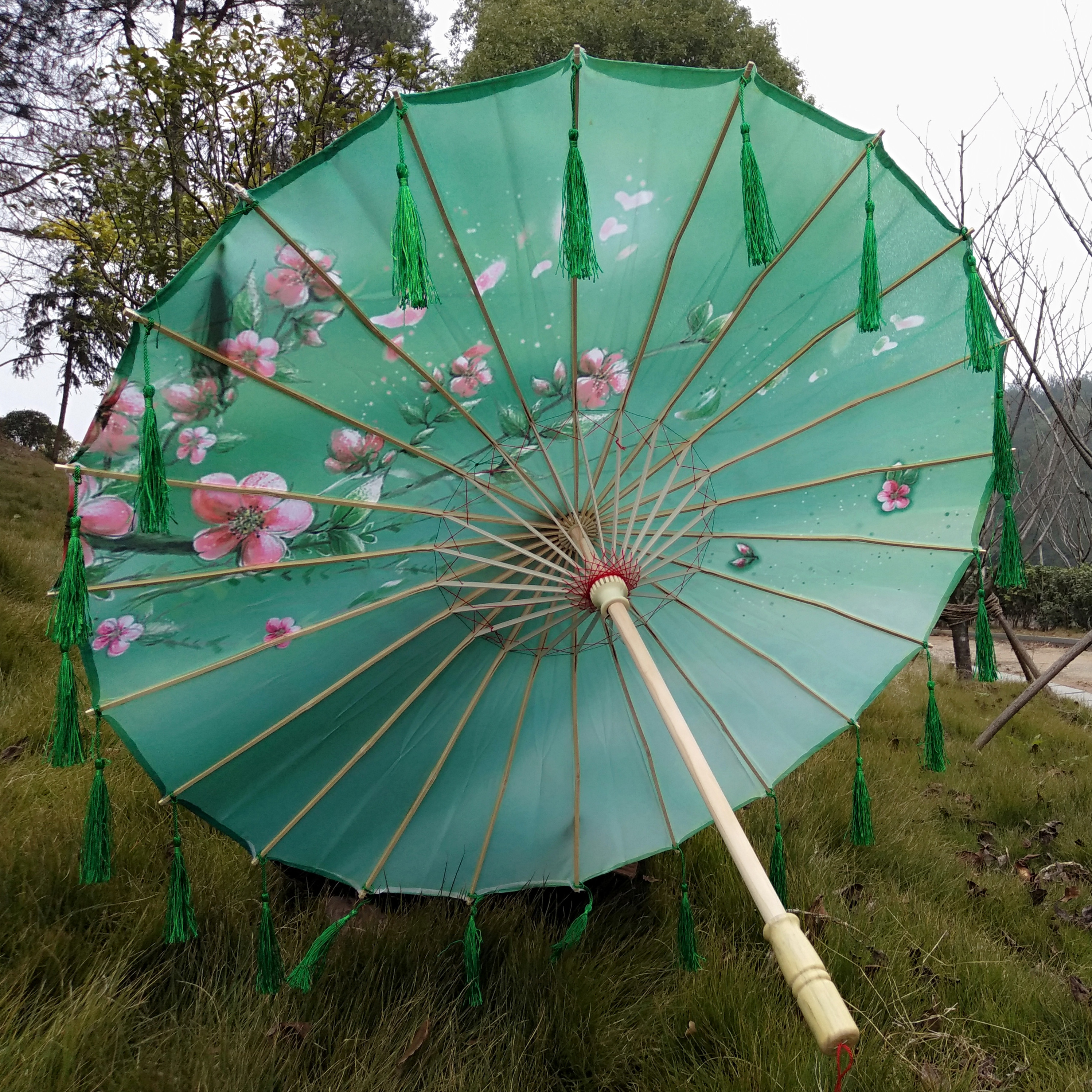 古代女子飄帶攝影走秀防雨流蘇傘