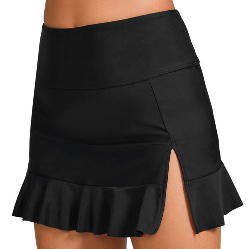 新款黑色高腰泳裤女遮肚显瘦