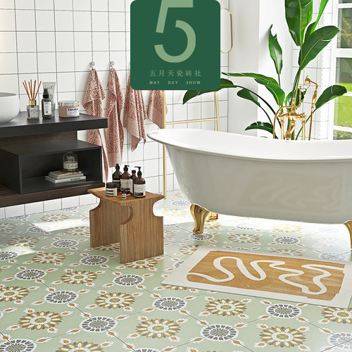 北欧绿色花砖防滑小地砖素材模板 北欧绿色花砖防滑小地砖图片下载 小麦优选