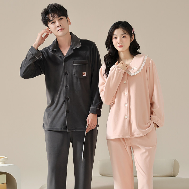 思馨坊情侣海岛绒睡衣女秋冬款加厚加绒珊瑚绒薄绒保暖男士家居服