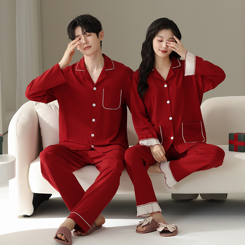 思馨坊情侣睡衣女春秋款秋季纯棉长袖套装红色结婚新婚男士家居服,女士内衣/男士内衣/家居服,睡衣/家居服套装,淘宝优惠券,粉丝福利购,淘宝优惠卷