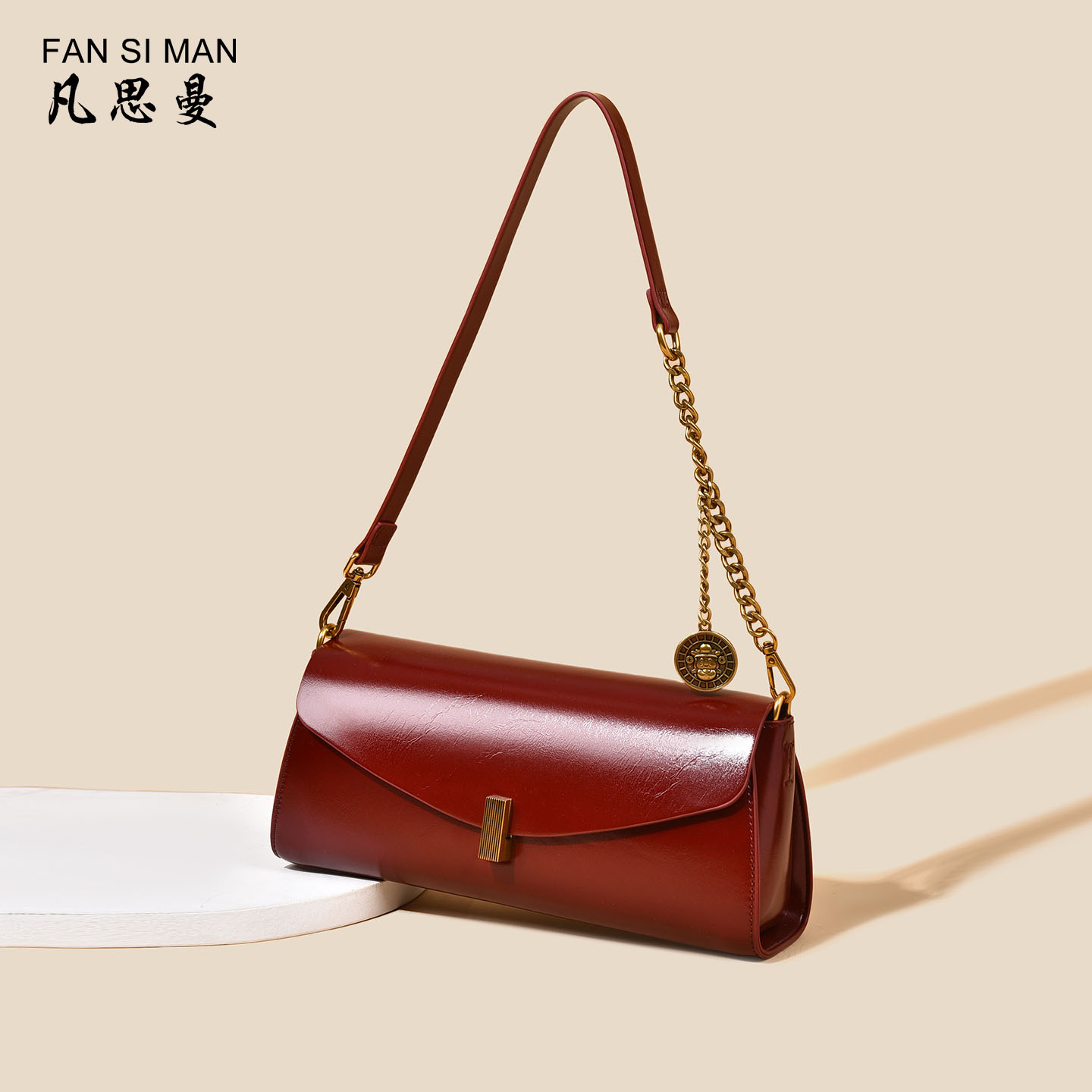 质感锁扣链条包简约单肩斜挎包