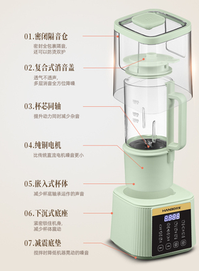 汉宝破壁机HB-K1289多功能榨汁家用料理机低音免过滤隔音无渣豆浆
