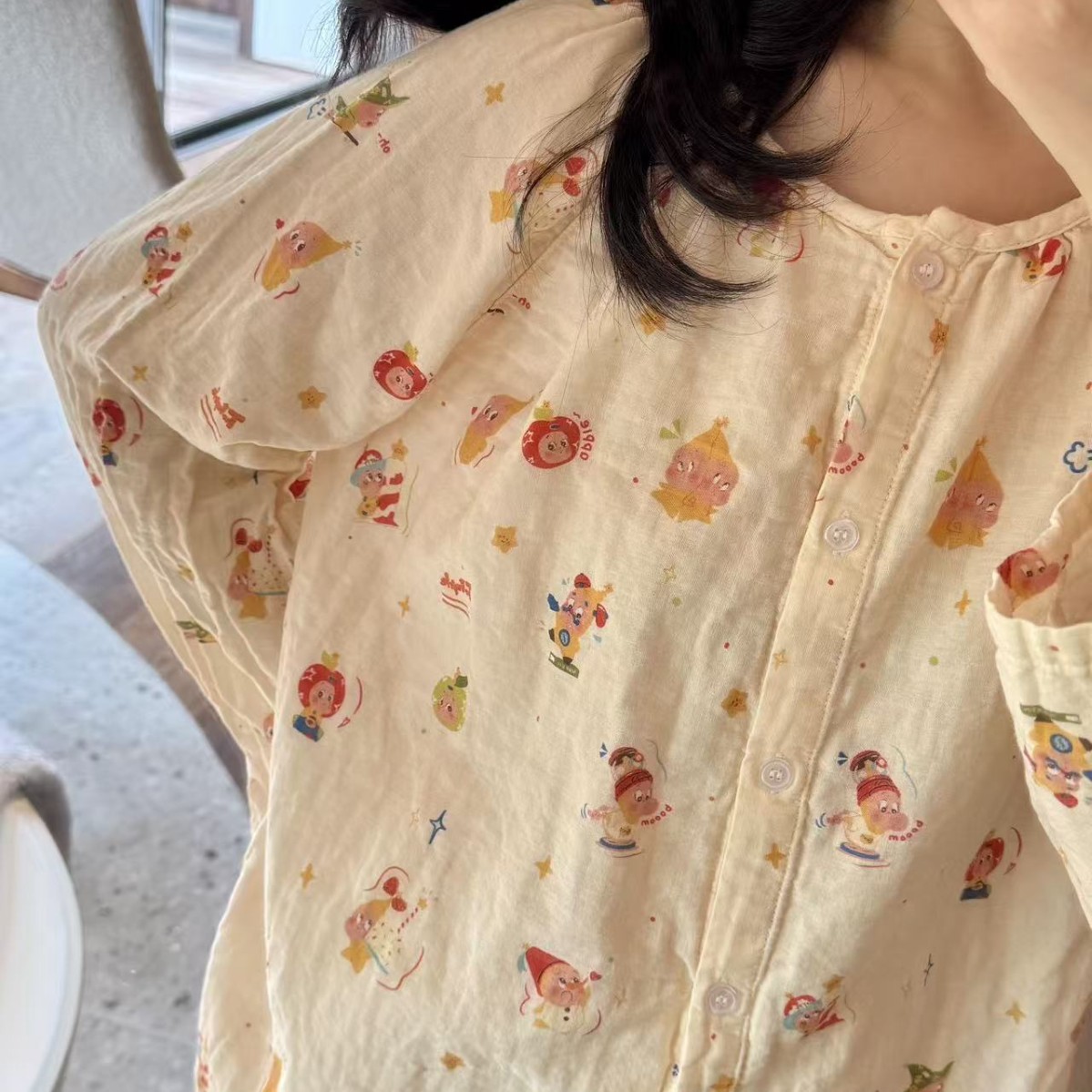 睡衣套装居家服春女全棉双层纱