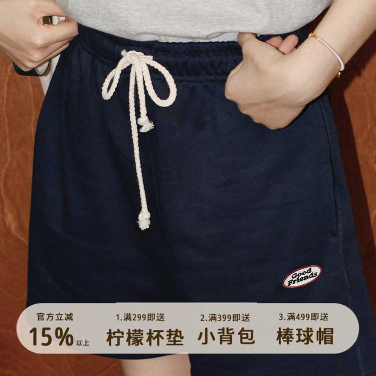 777美式复古学院复古4分短裤重工4针6线高级锁边宽松卫裤男女同款