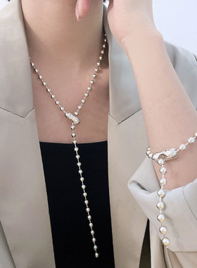 项链圆珠可调节长款项链百搭