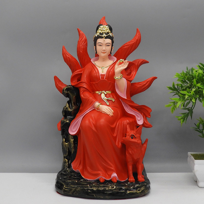 树脂红衣九尾狐神像12寸16寸19寸树脂神像九尾姑娘神像树脂红衣