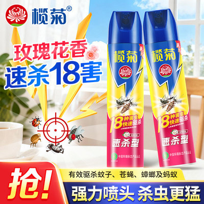 榄菊杀虫剂玫瑰香味家用商用下水道蟑螂灭蚊非无毒喷雾型气雾剂